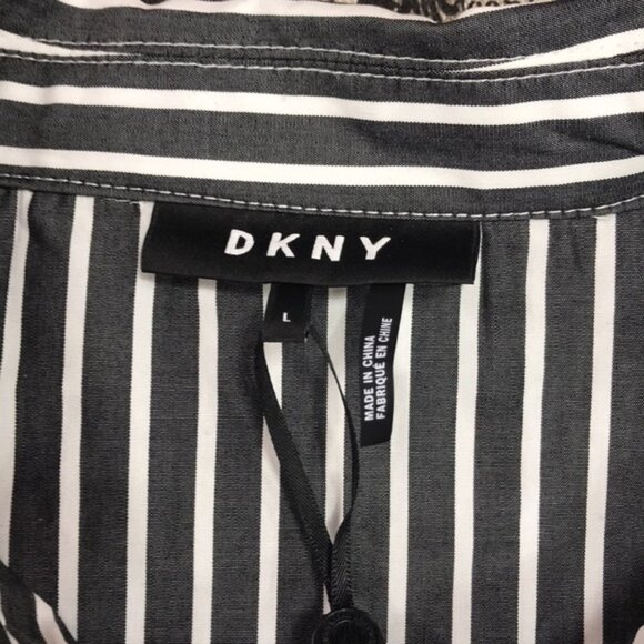 Dkny Cotton Striped Roll-Tab Top - Picture 4 of 5
